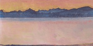 Lago de Ginebra con Mont-Blanc en el amanecer